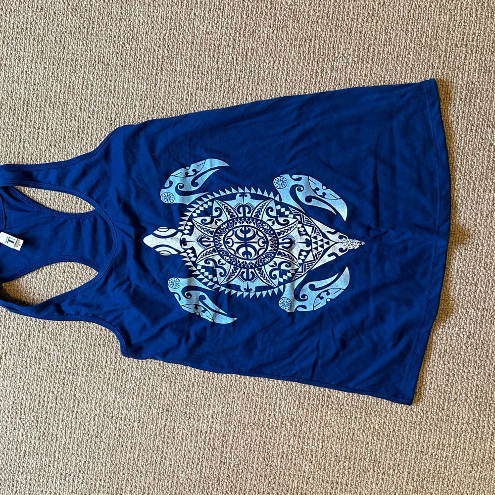 Blue Tank Top with Turtle Design